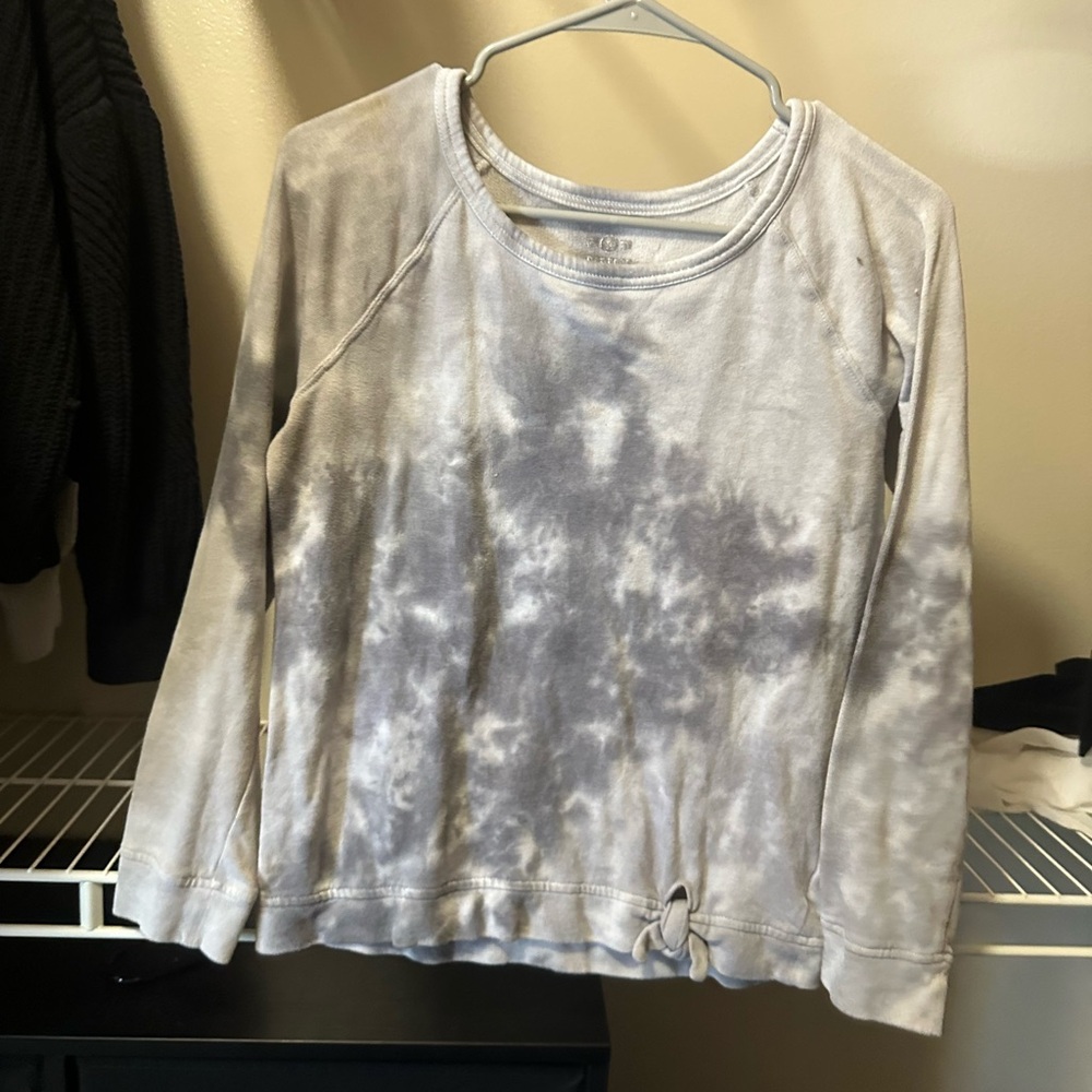 Gray Tie-Dye Sweatshirt with Crew Neck